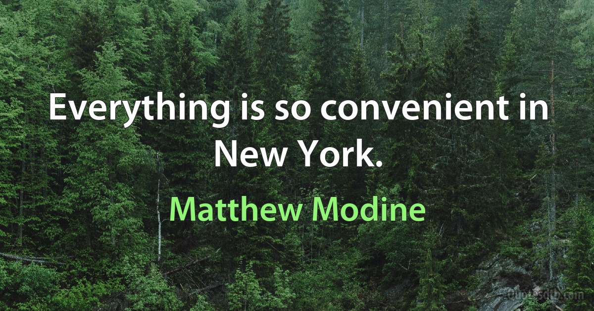 Everything is so convenient in New York. (Matthew Modine)