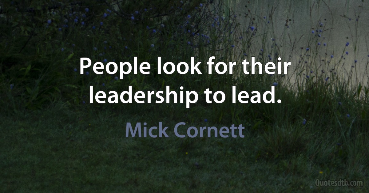 People look for their leadership to lead. (Mick Cornett)