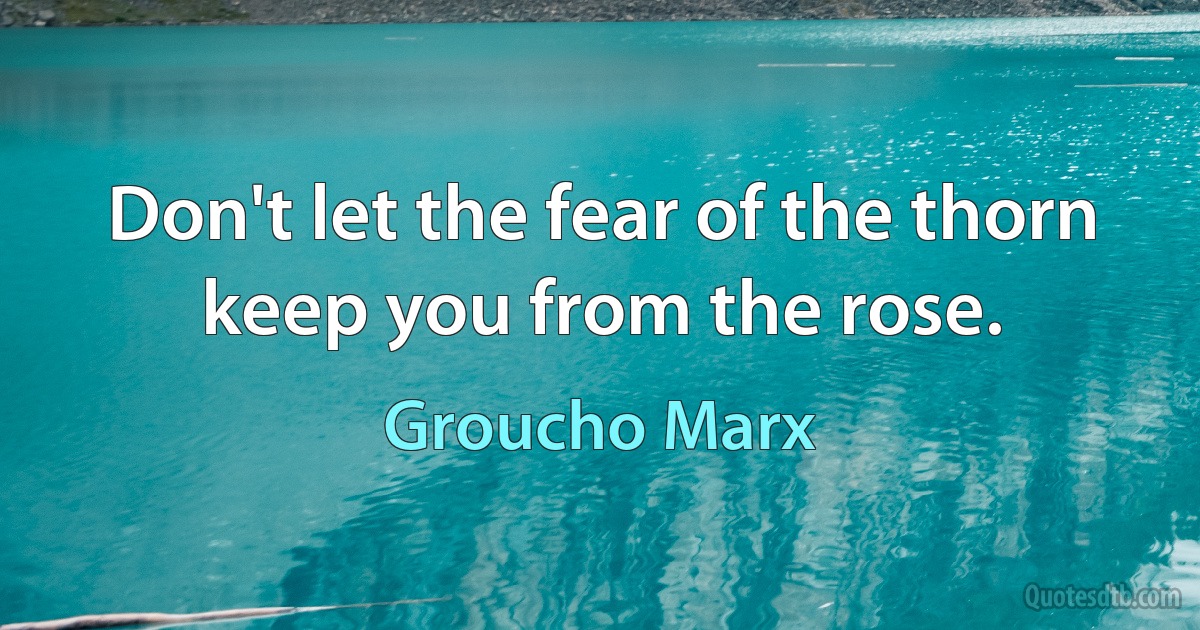 Don't let the fear of the thorn keep you from the rose. (Groucho Marx)