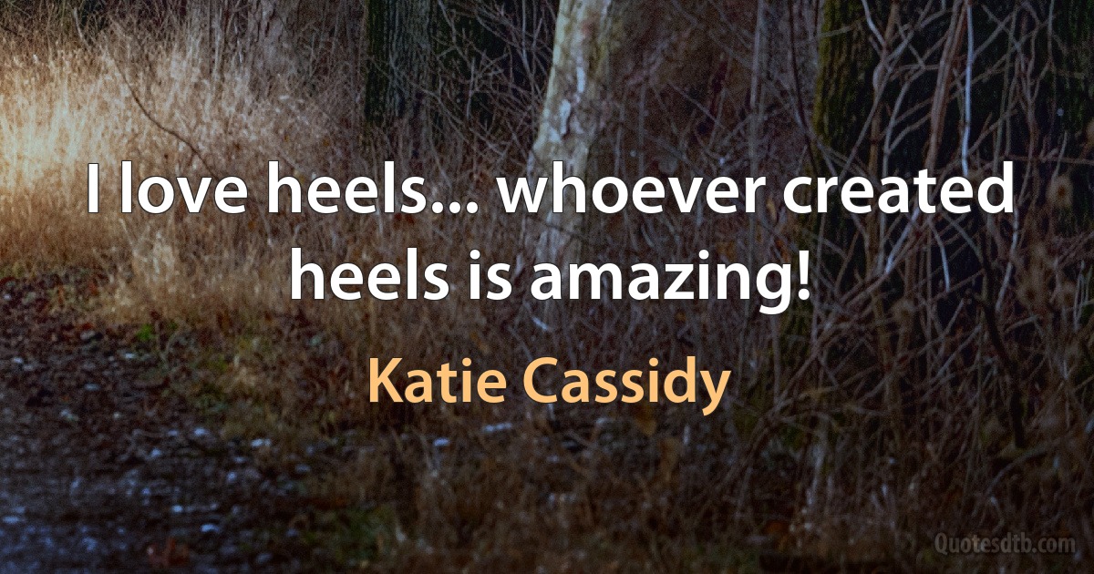 I love heels... whoever created heels is amazing! (Katie Cassidy)