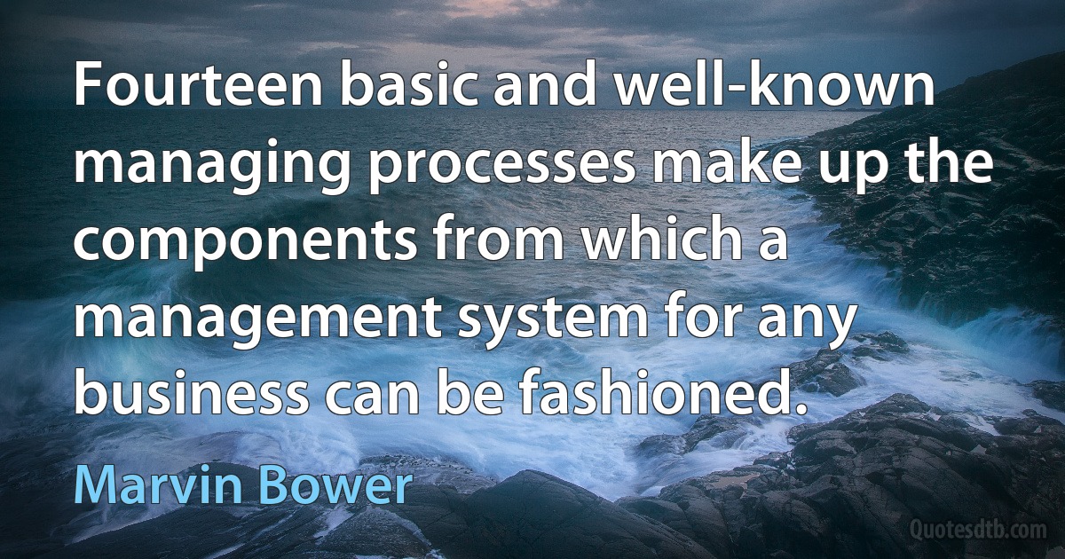 Fourteen basic and well-known managing processes make up the components from which a management system for any business can be fashioned. (Marvin Bower)