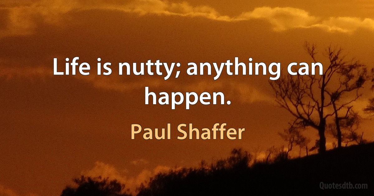 Life is nutty; anything can happen. (Paul Shaffer)